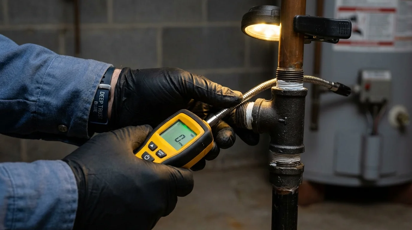Gas leak detection with electronic sniffer by Johns Plumbing LLC in Circle