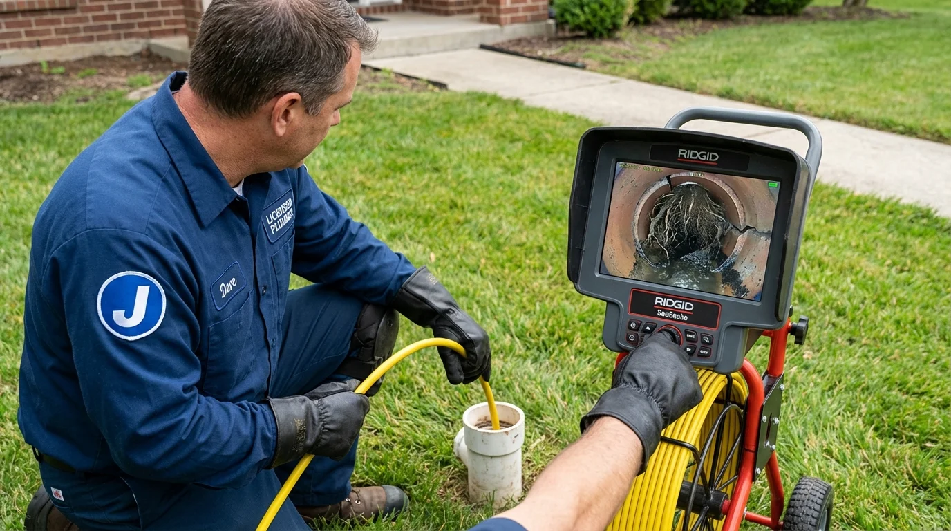 Sewer camera inspection being performed by Johns Plumbing LLC in Circle