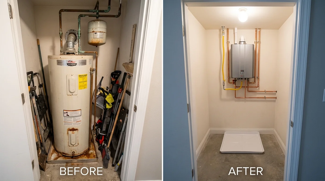 Tank water heater versus wall-mounted tankless unit comparison for Circle, MT homeowners